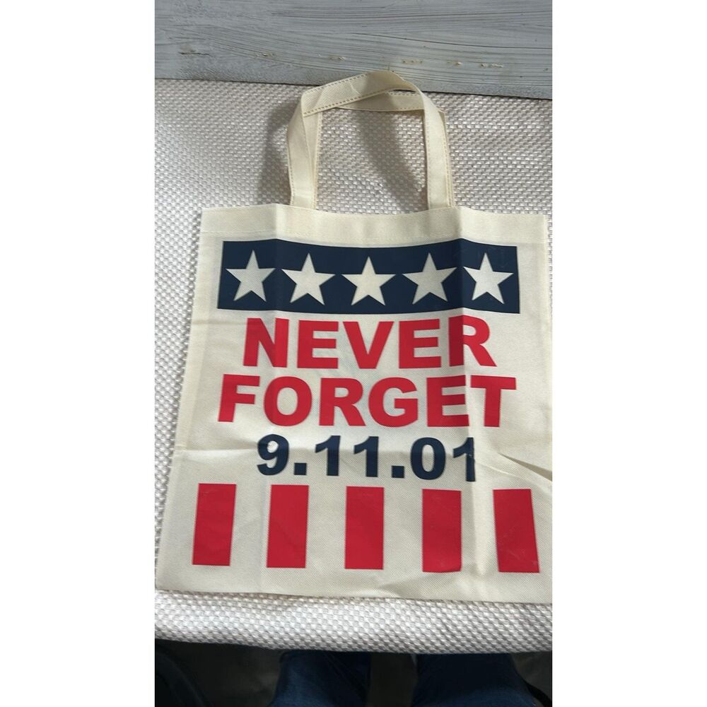 Never Forget 9.11.01 Bag Tote 15.5" Square  Foundation Reusable New